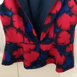 Banana Republic Red and Blue Peplum Blouse